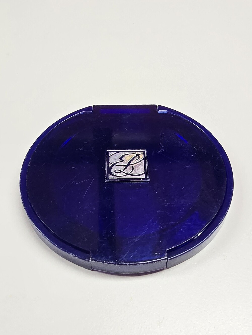 Estee Lauder Deep Navy Round Compact Mirror with Silver Logo